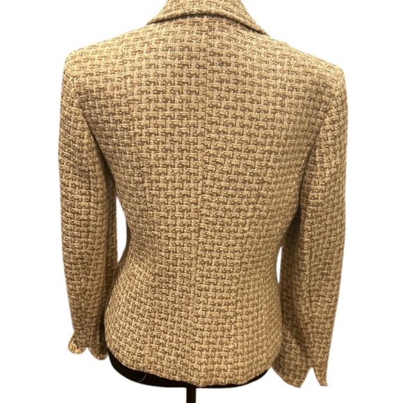 Talbots Cream and Tan Metallic Basketweave‎ blazer in EUC size 4. - Picture 4 of 7